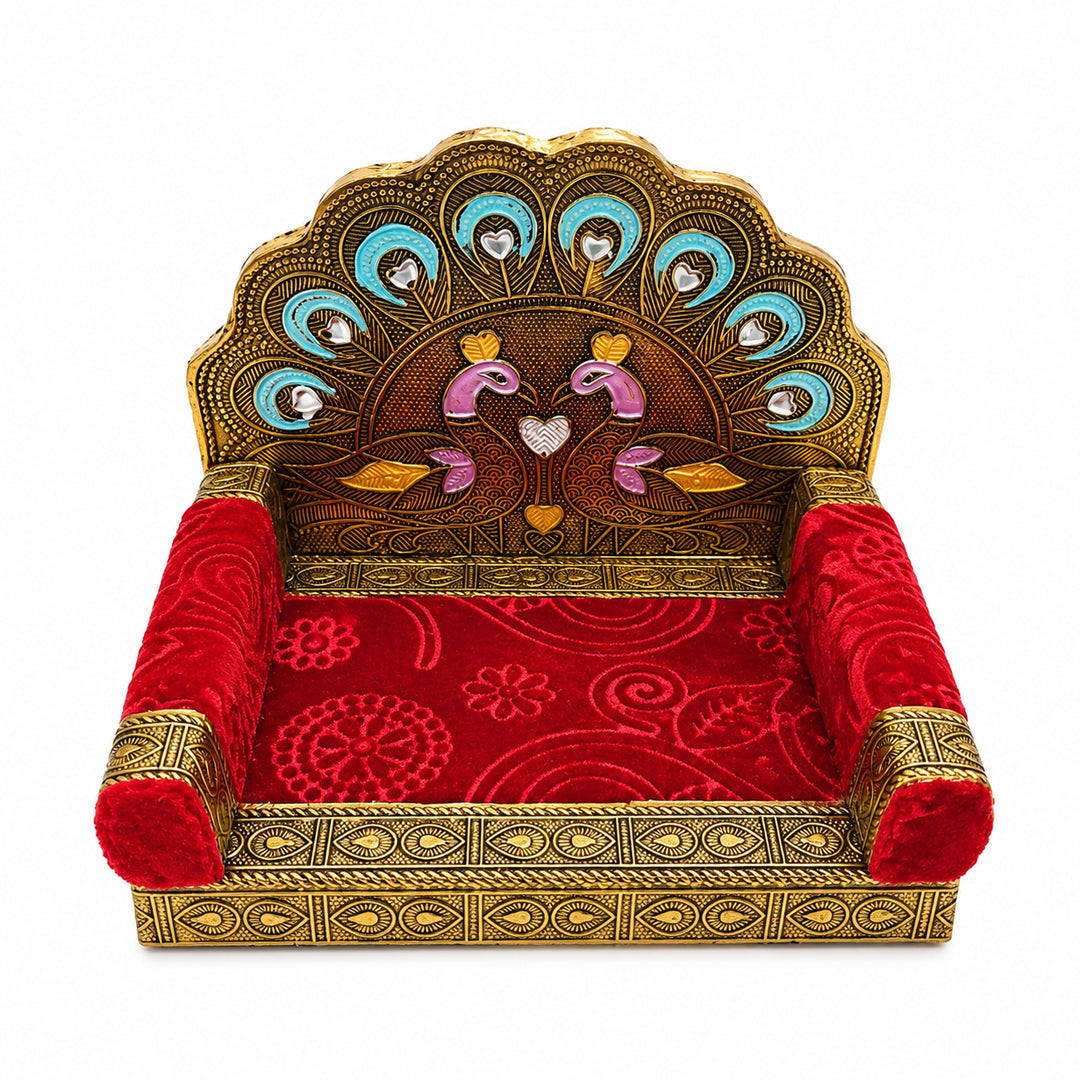 Handcrafted Laddu Gopal Sinhasan with Peacock Design