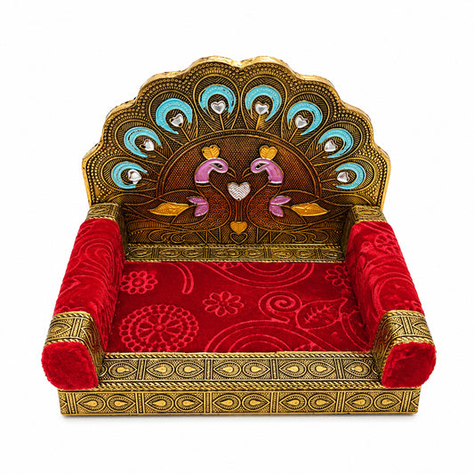 Handcrafted Laddu Gopal Sinhasan with Peacock Design