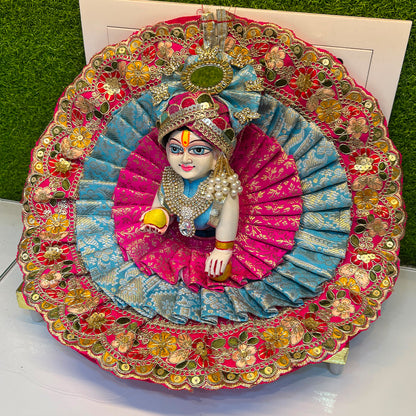 Blue Handcrafted Laddu Gopal Poshak Set with Mukut