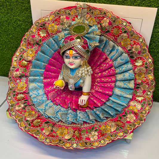 Blue Handcrafted Laddu Gopal Poshak Set with Mukut