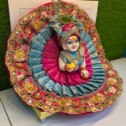 Blue Handcrafted Laddu Gopal Poshak Set with Mukut