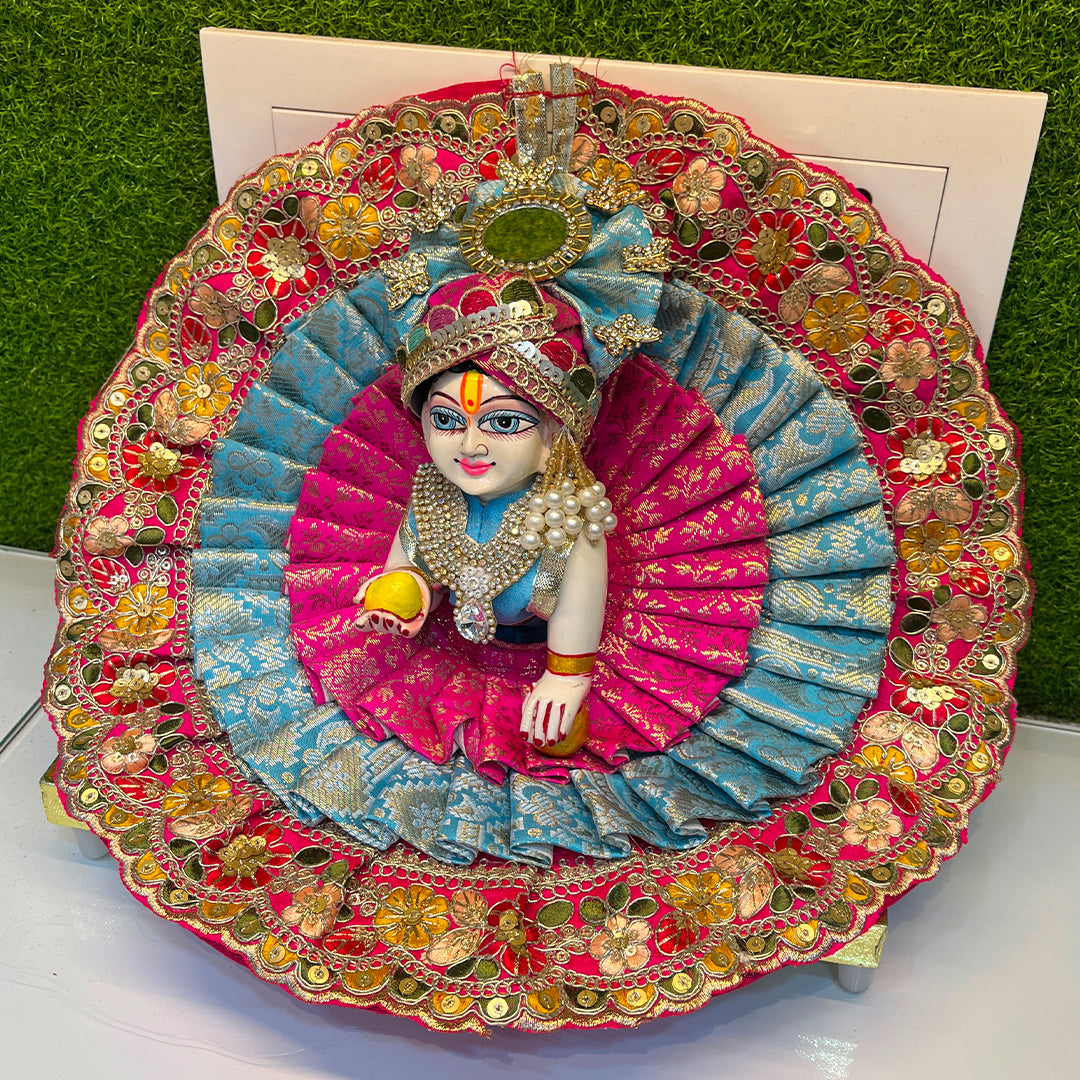 Blue Handcrafted Laddu Gopal Poshak Set with Mukut