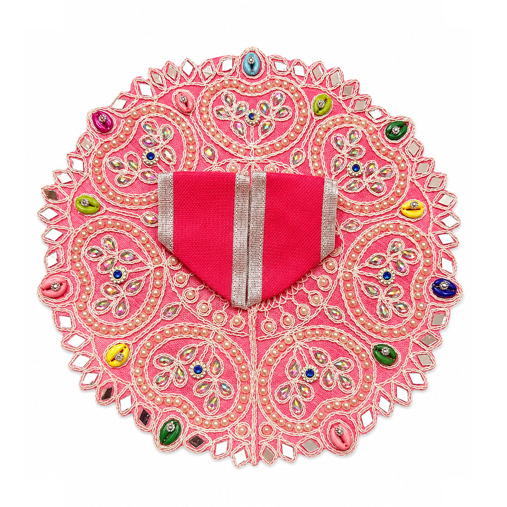 Laddu Gopal Pink Dress with Pearl & Zari Work