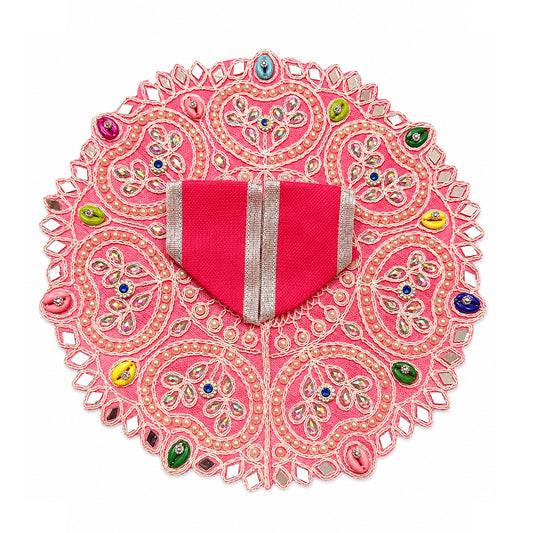 Laddu Gopal Pink Dress with Pearl & Zari Work