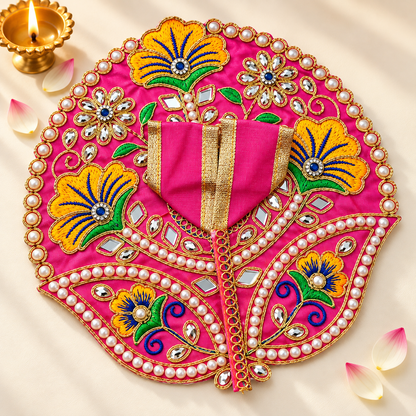 Laddu Gopal Purple Dress with Pearl & Zari Work