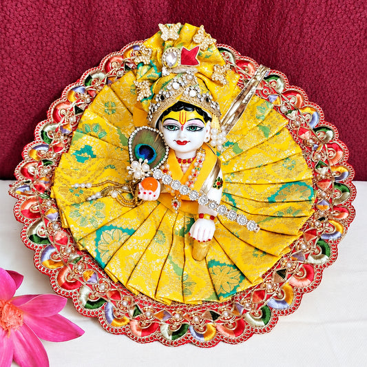 Pitambar Kesariya Rajsi Laddu Gopal Poshak With Matching Pagadi