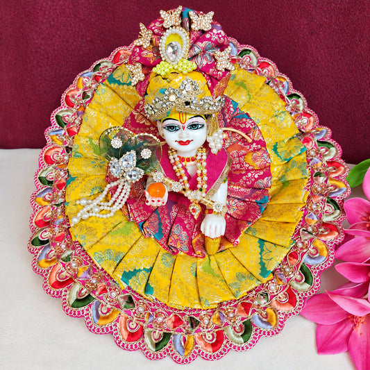 Peela Rangoli Rajsi Laddu Gopal Poshak With Matching Pagadi