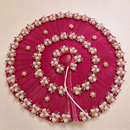Magenta Laddu Gopal Poshak | Pearl & Navaratna Embellished Kanha Ji Dress | Sizes 4 to 7 | Premium Rani Pink Thakurji Outfit