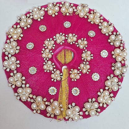 Magenta Laddu Gopal Poshak | Pearl & Navaratna Embellished Kanha Ji Dress With Pagadi | Sizes 0 to 6 | Premium Rani Pink Thakurji Outfit