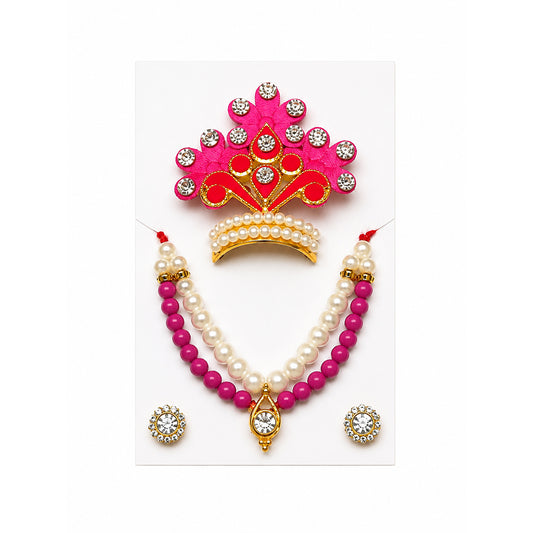 Laddu Gopal Designer Mala Set - Pink