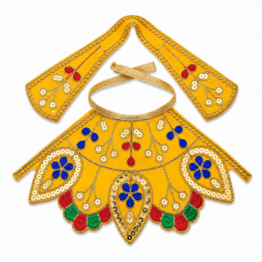 Yellow Embroidered Mata Rani Poshak with Zari & Sequin Work