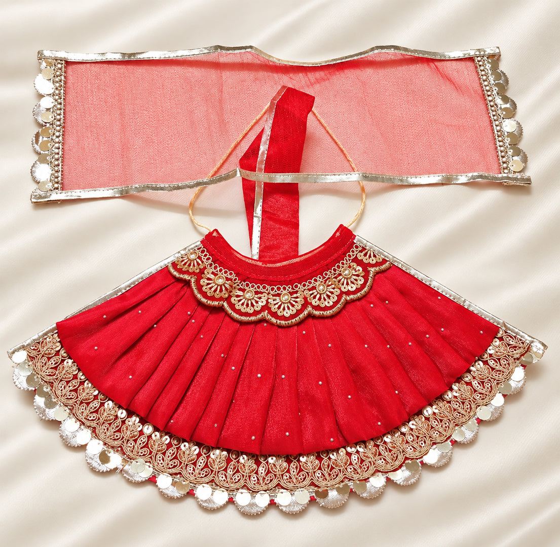 Mata Rani Designer Lehenga Choli – Zari Work Red Poshak
