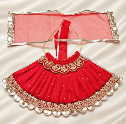 Mata Rani Designer Lehenga Choli – Zari Work Red Poshak
