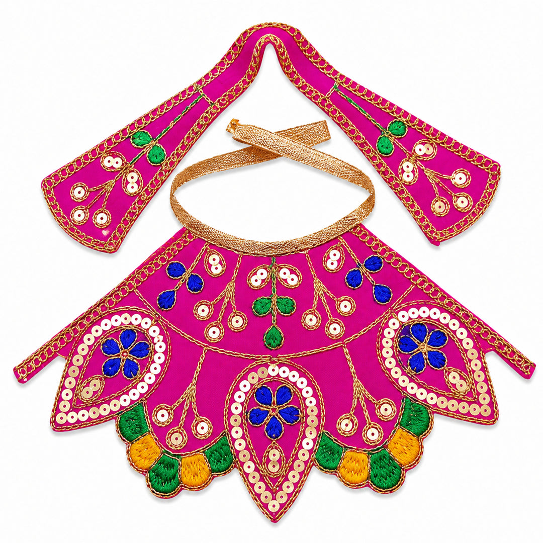 Magenta Embroidered Mata Rani Poshak with Zari & Sequin Work