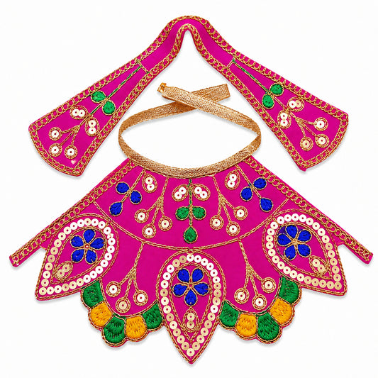 Magenta Embroidered Mata Rani Poshak with Zari & Sequin Work
