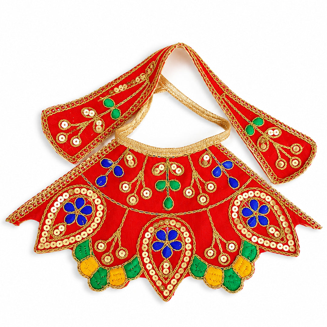 Red Embroidered Mata Rani Poshak with Zari & Sequin Work