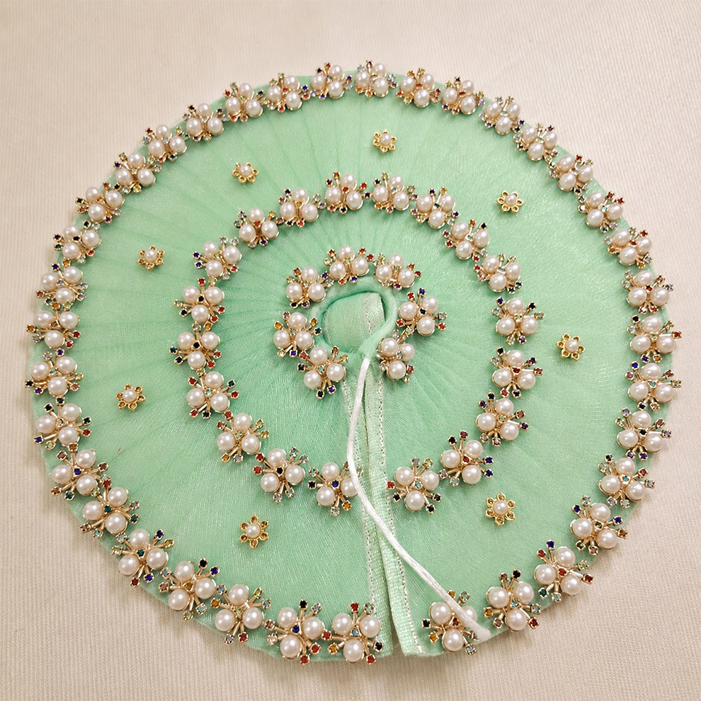 Mint Green Laddu Gopal Dress | Pearl & Navaratna Embellished Poshak | Sizes 4 to 7 | Premium Kanha Ji Outfit