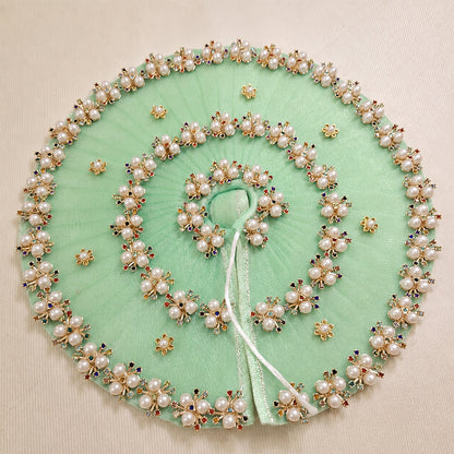 Mint Green Laddu Gopal Dress | Pearl & Navaratna Embellished Poshak | Sizes 4 to 7 | Premium Kanha Ji Outfit
