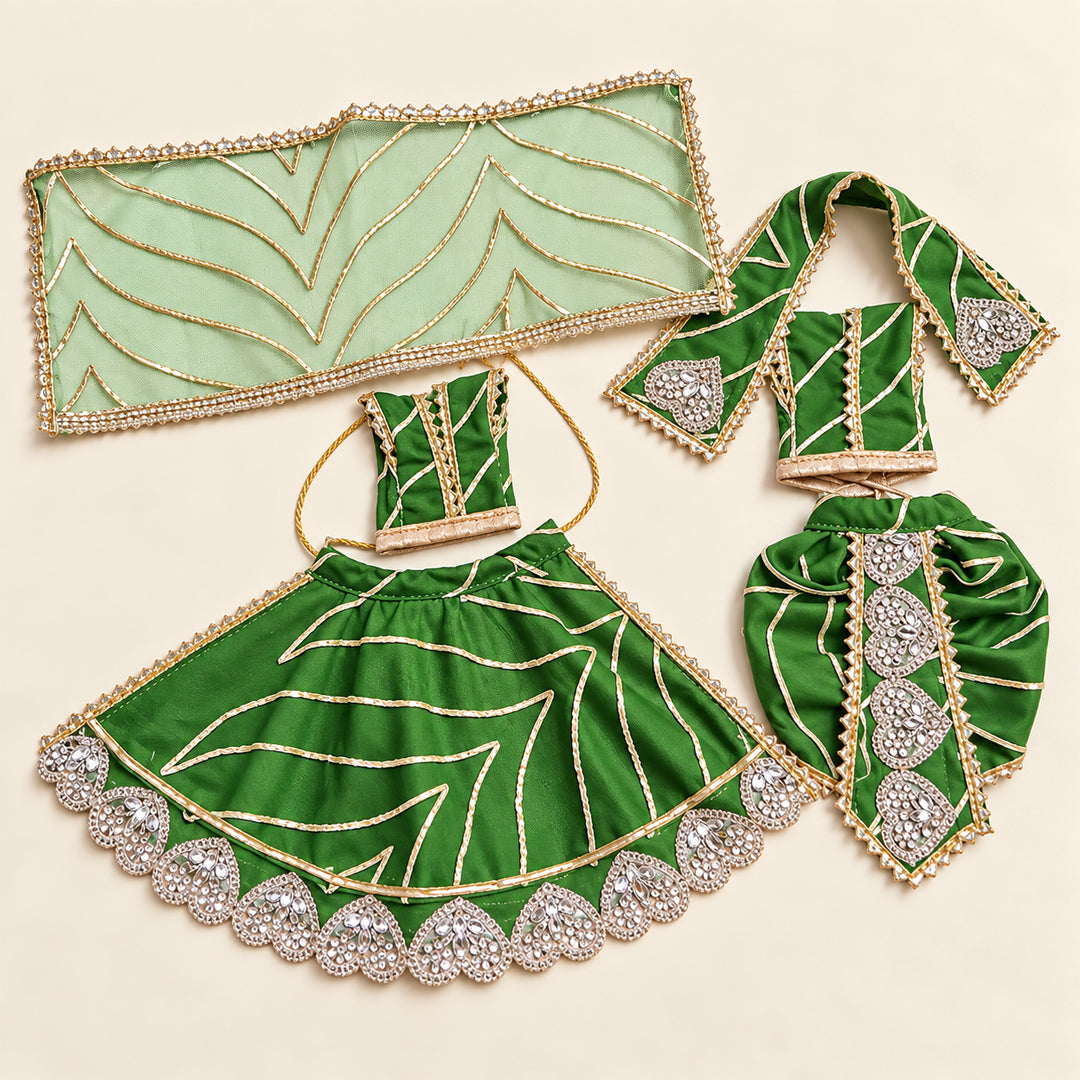 Radha Krishna Green Designer Lehenga Choli Set