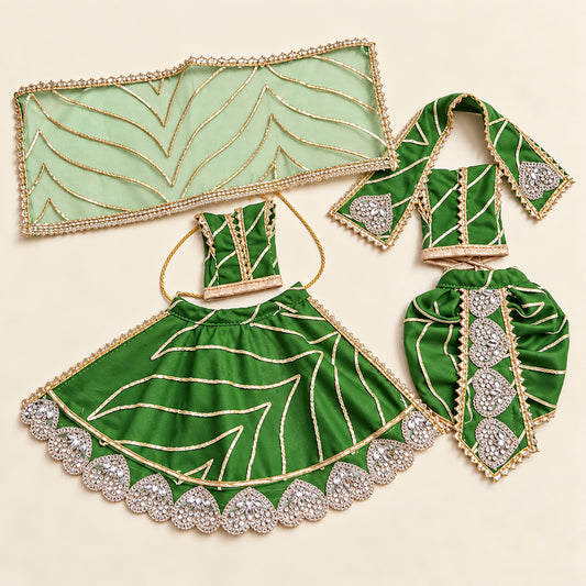 Radha Krishna Green Designer Lehenga Choli Set