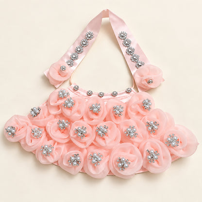 Mata Rani Peach Floral Lehenga Patka Set