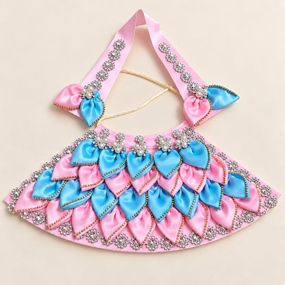 Mata Rani Pink & Sky Blue Petal Lehenga Patka Set