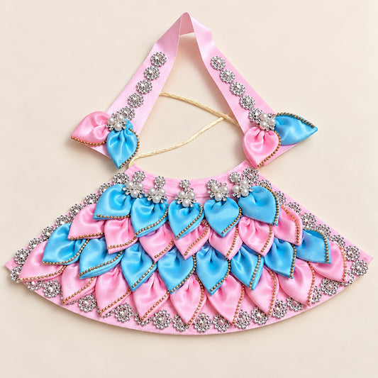 Mata Rani Pink & Sky Blue Petal Lehenga Patka Set