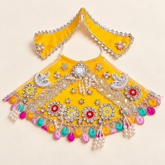 Mata Rani Yellow Designer Lehenga Patka Set