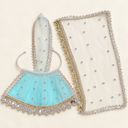 Mata Rani Aqua Blue Designer Lehenga Set