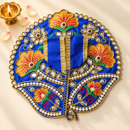 Laddu Gopal Blue Dress with Pearl & Zari Work