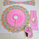 Daivik Vastram Peach Peacock Laddu Gopal Poshak Set with Mukut, Patka & Choli