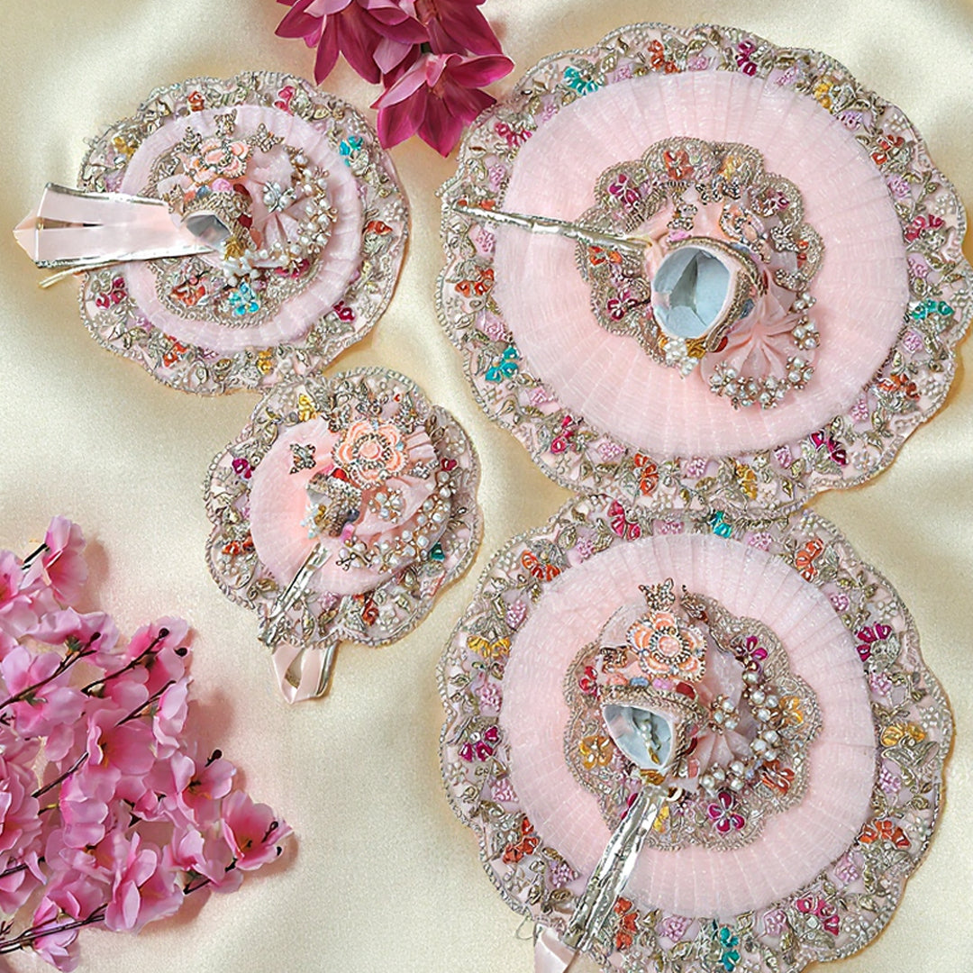 Royal Pink Floral Laddu Gopal Poshak with Mukut