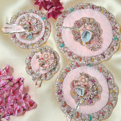 Royal Pink Floral Laddu Gopal Poshak with Mukut