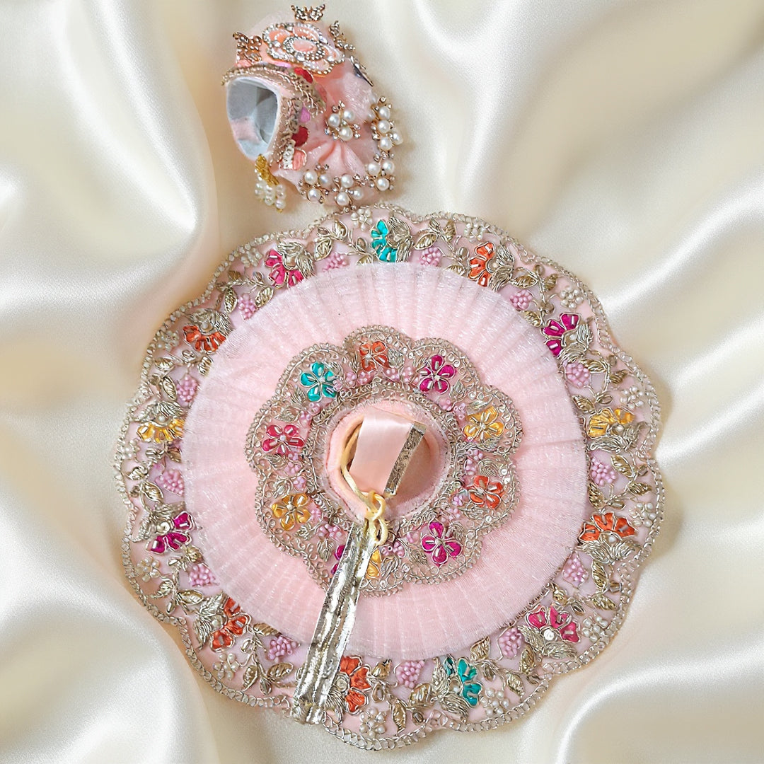 Royal Pink Floral Laddu Gopal Poshak with Mukut