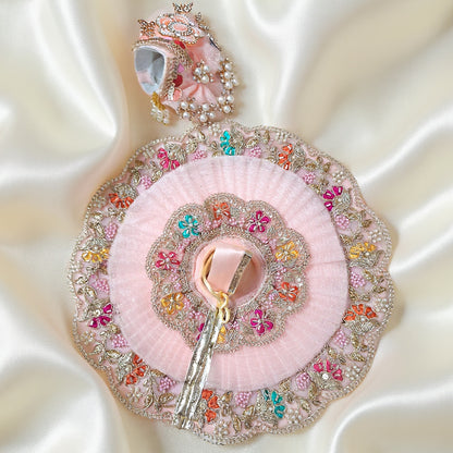 Royal Pink Floral Laddu Gopal Poshak with Mukut