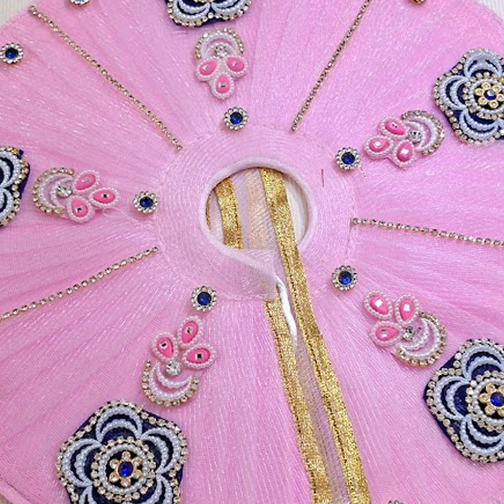 Baby Pink Laddu Gopal Poshak | Zardozi Embroidered Kanha Ji Dress with Sapphire & Pearl Motifs | Sizes 4 to 7