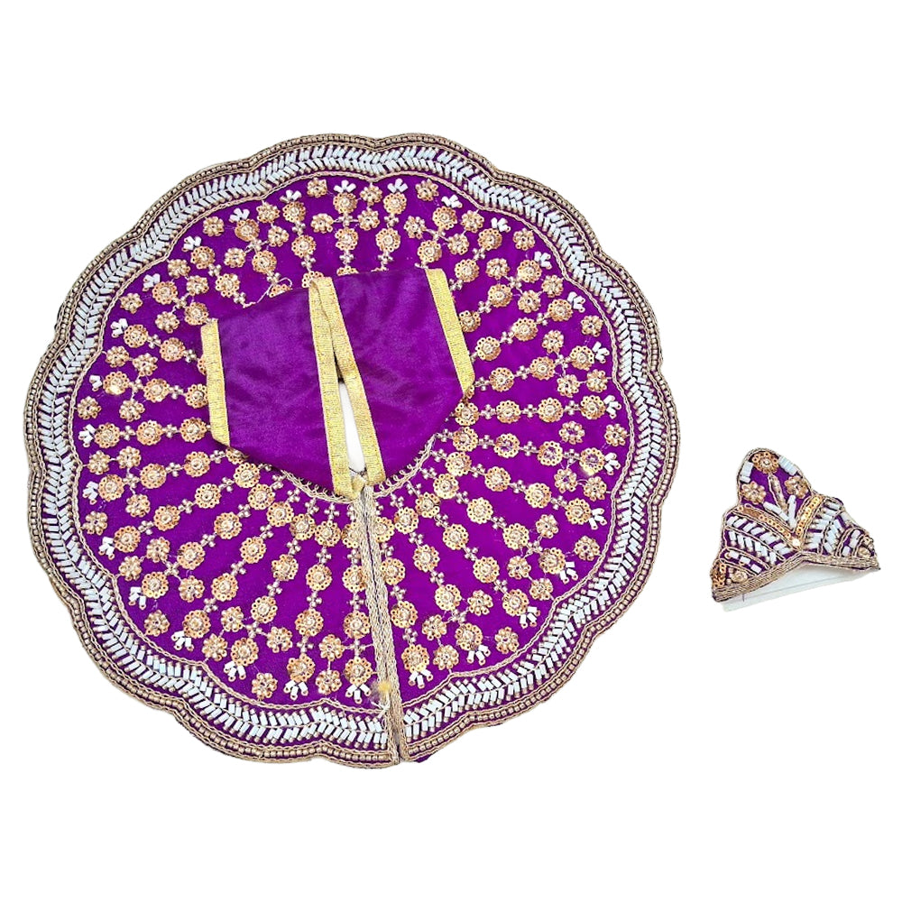 Premium Designer Laddu Gopal Dress (Size 5 to 8) - Royal Purple Velvet Krishna Poshak with Mukut