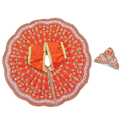 Premium Orange Embroidered Laddu Gopal Dress (Size 5 to 8) with Matching Mukut