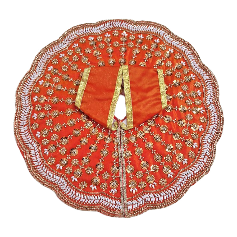 Premium Orange Embroidered Laddu Gopal Dress (Size 5 to 8) with Matching Mukut