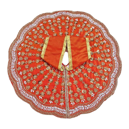 Premium Orange Embroidered Laddu Gopal Dress (Size 5 to 8) with Matching Mukut
