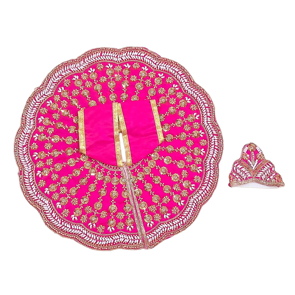 Premium Pink Embroidered Laddu Gopal Dress with Mukut | Handcrafted Kanha Ji Poshak / Thakurji Vastra (Size 5, 6, 7, 8)
