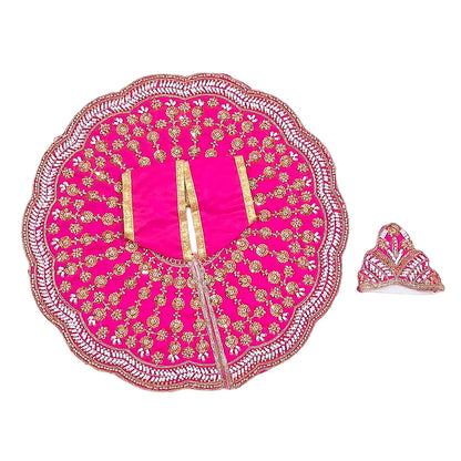 Premium Pink Embroidered Laddu Gopal Dress with Mukut | Handcrafted Kanha Ji Poshak / Thakurji Vastra (Size 5, 6, 7, 8)