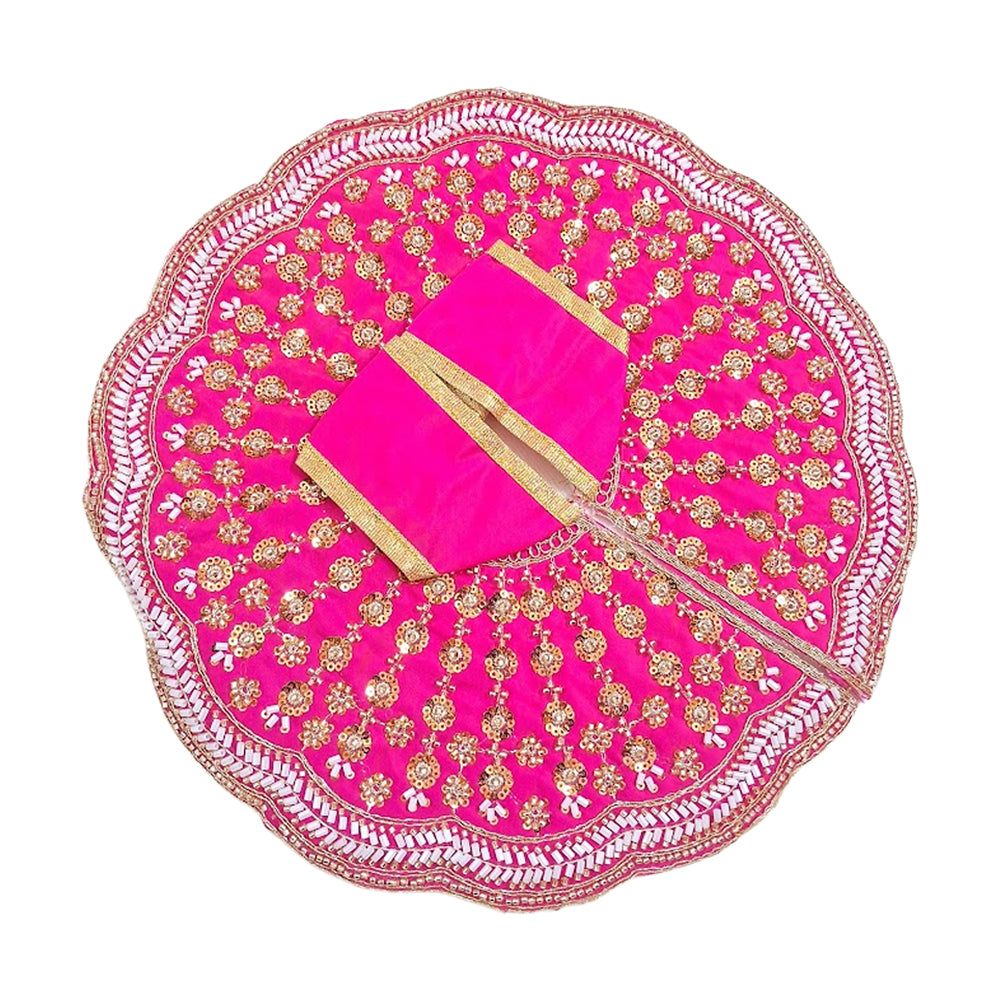 Premium Pink Embroidered Laddu Gopal Dress with Mukut | Handcrafted Kanha Ji Poshak / Thakurji Vastra (Size 5, 6, 7, 8)