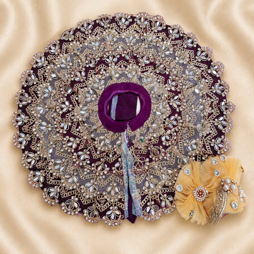 Royal Wine Purple Laddu Gopal Poshak with Designer Mukut | Premium Krishna Ji Dress