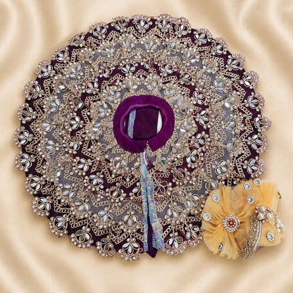 Royal Wine Purple Laddu Gopal Poshak with Designer Mukut | Premium Krishna Ji Dress