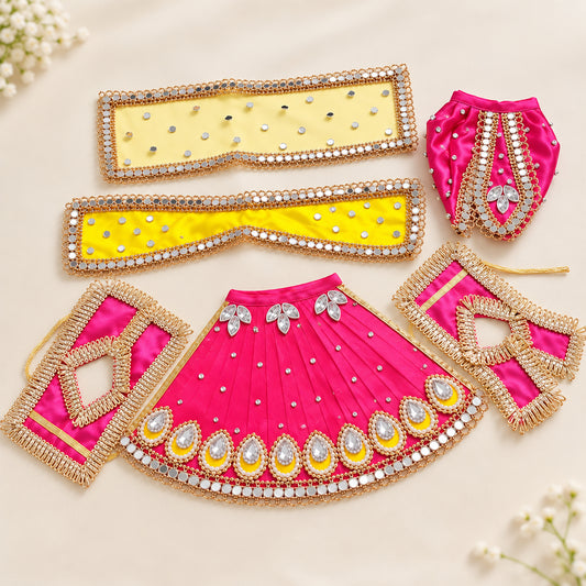 Radha Krishna Designer Lehenga Choli Set – Pink & Yellow