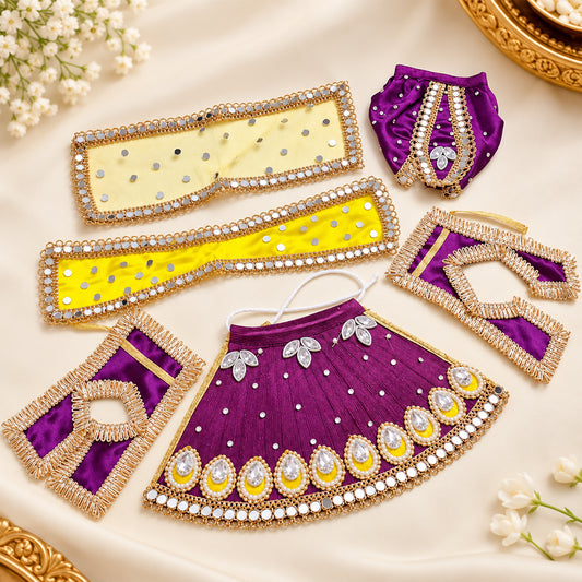 Radha Krishna Designer Lehenga Set – Purple & Yellow