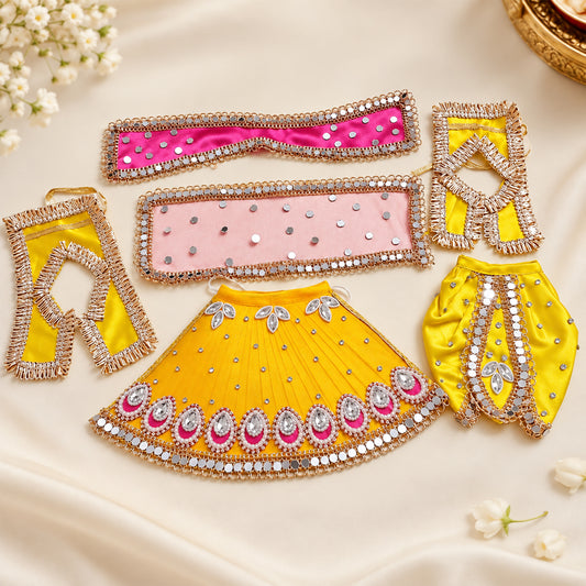 Radha Krishna Designer Lehenga Set – Yellow & Pink