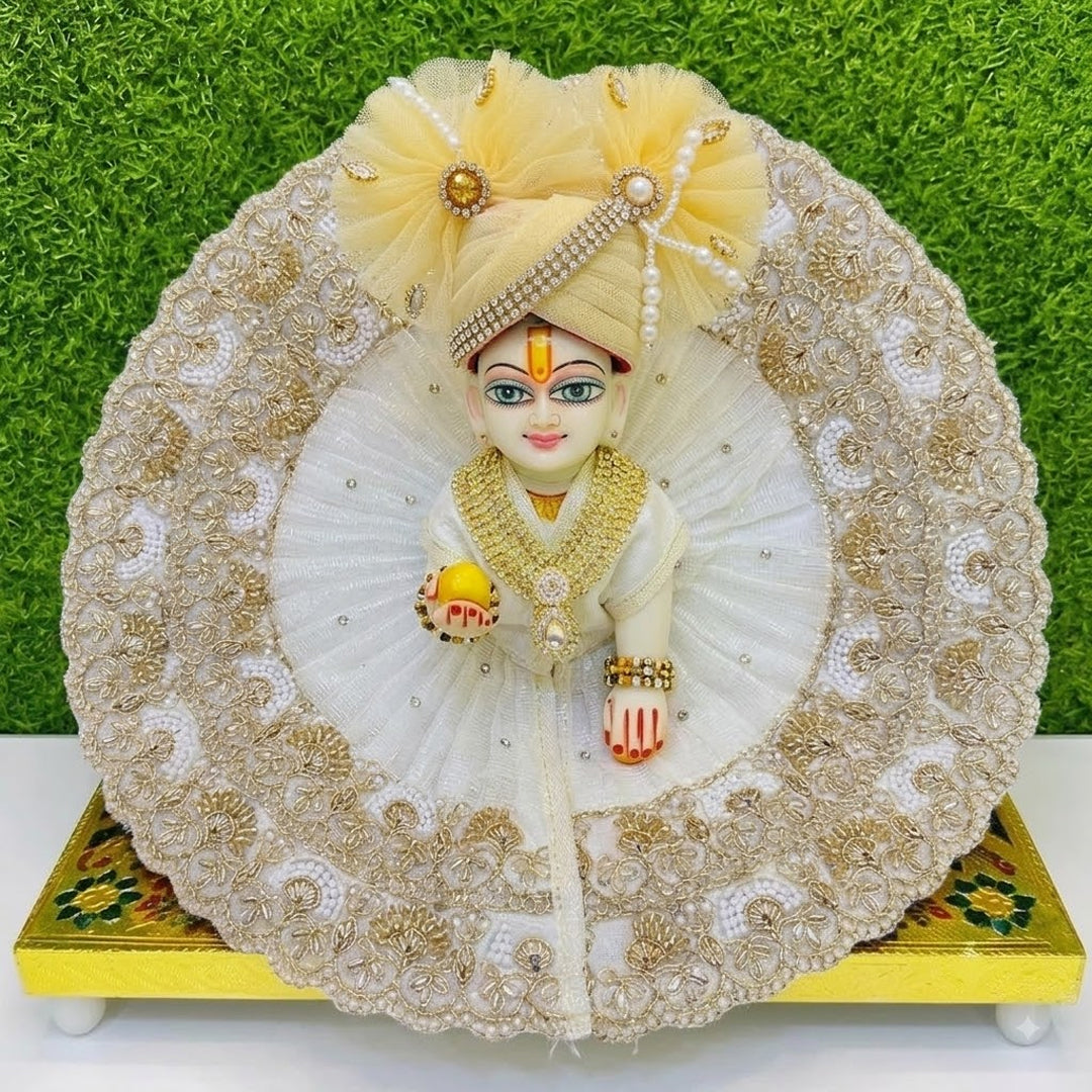 White & Golden Laddu Gopal Poshak
