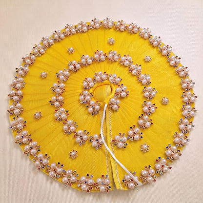 Handcrafted Yellow Pearl Poshak for Laddu Gopal | Thakurji Festive Dress | Size 4 to 7